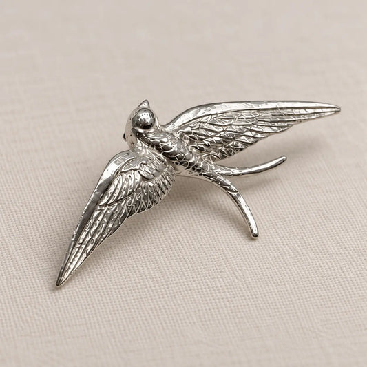 Flying Swallow Brooch Pendant in S925 Sterling Silver