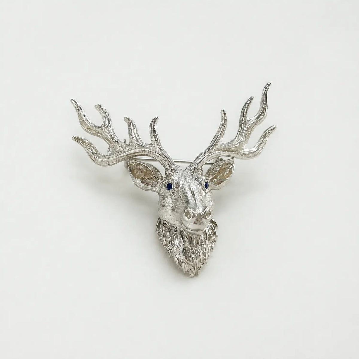 Handmade silver majestic stag brooch — S925 sterling silver jewelry product photo