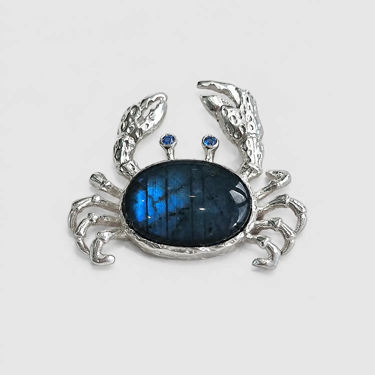 Handmade silver ocean crab brooch — S925 sterling silver jewelry product photo