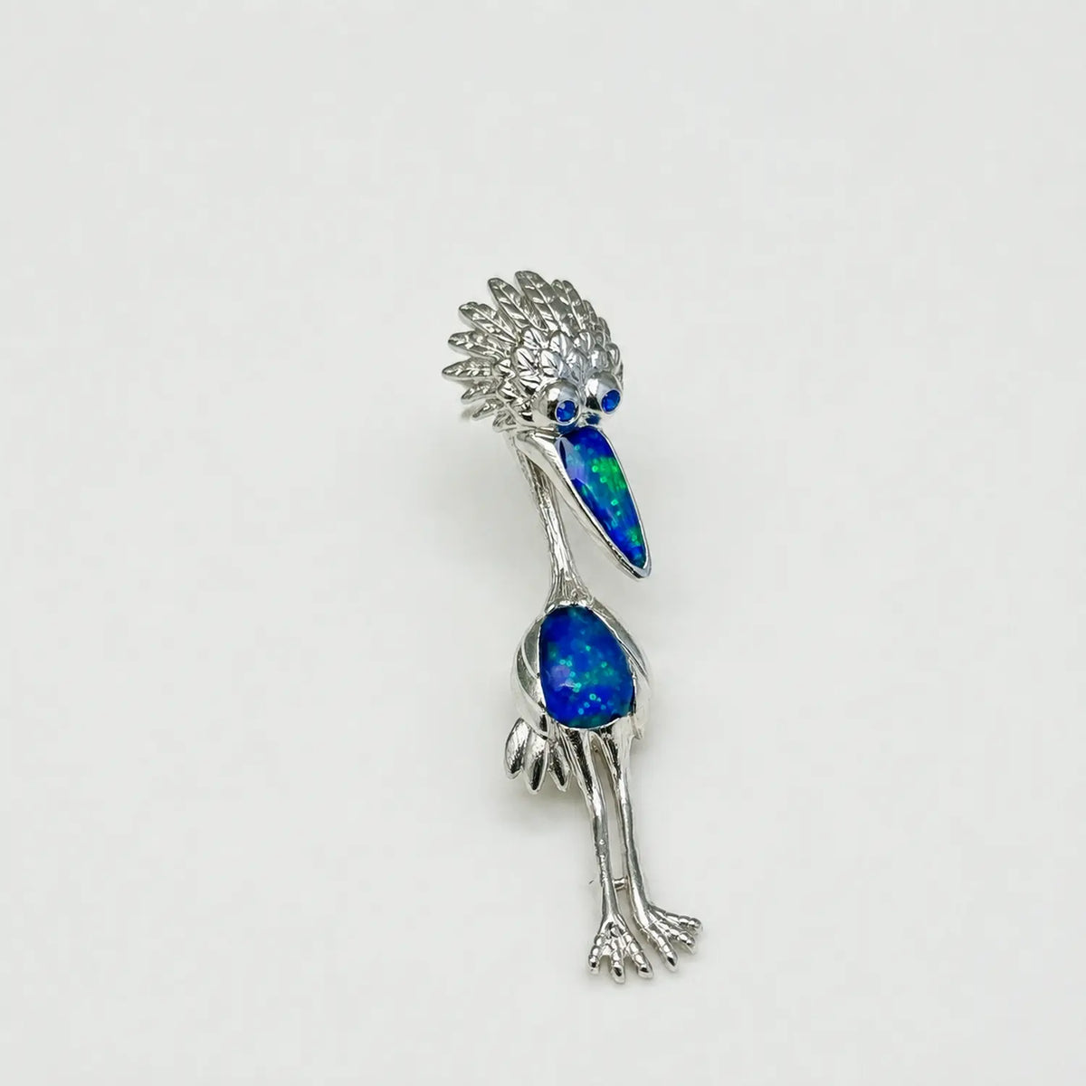 Handmade silver perched owl brooch — S925 sterling silver jewelry product photo