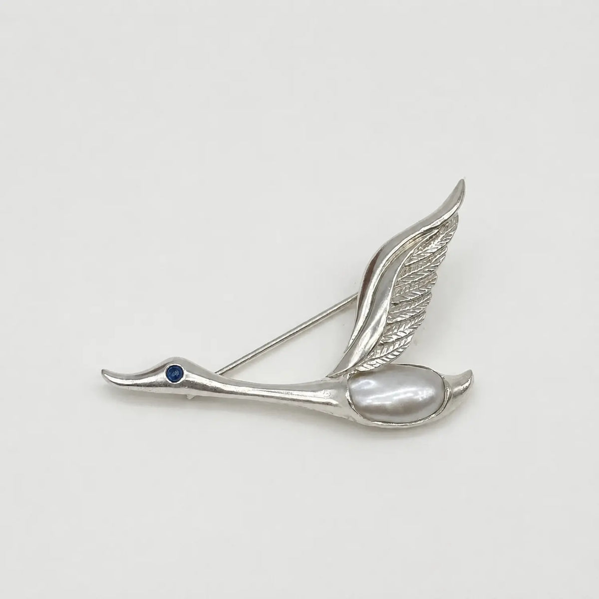 Handmade silver migrating wild goose brooch — S925 sterling silver jewelry product photo