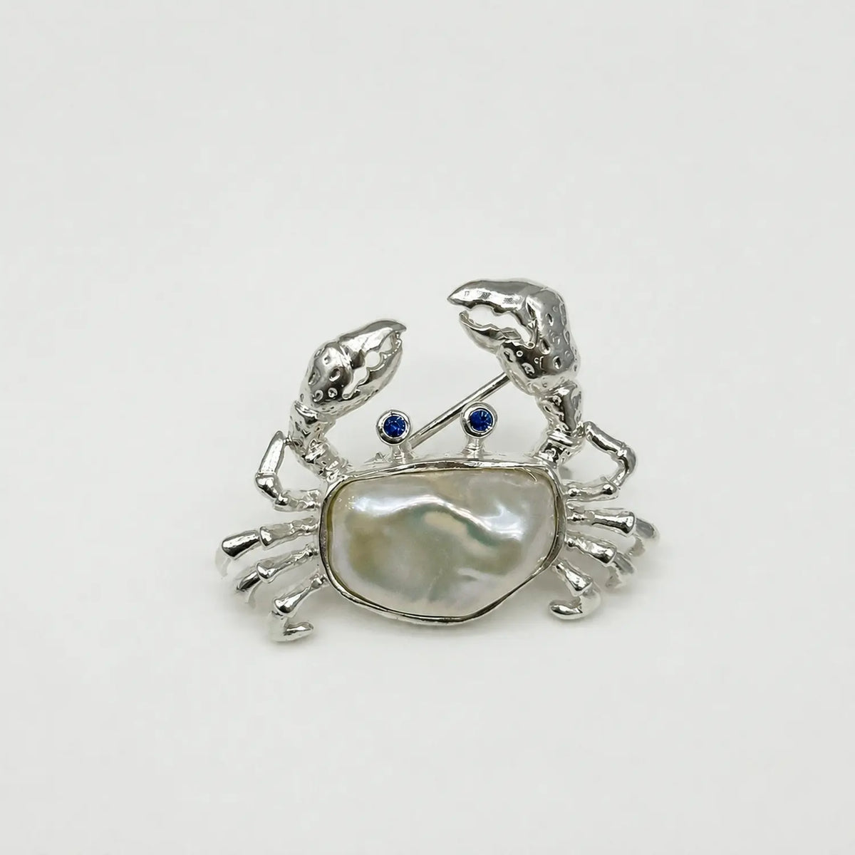 Handmade silver ocean crab brooch — S925 sterling silver jewelry product photo
