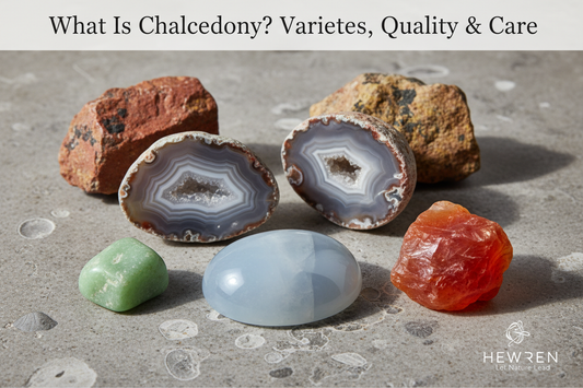 Translucent blue chalcedony cabochon set in handcrafted sterling silver for HEWREN artisan fine jewelry