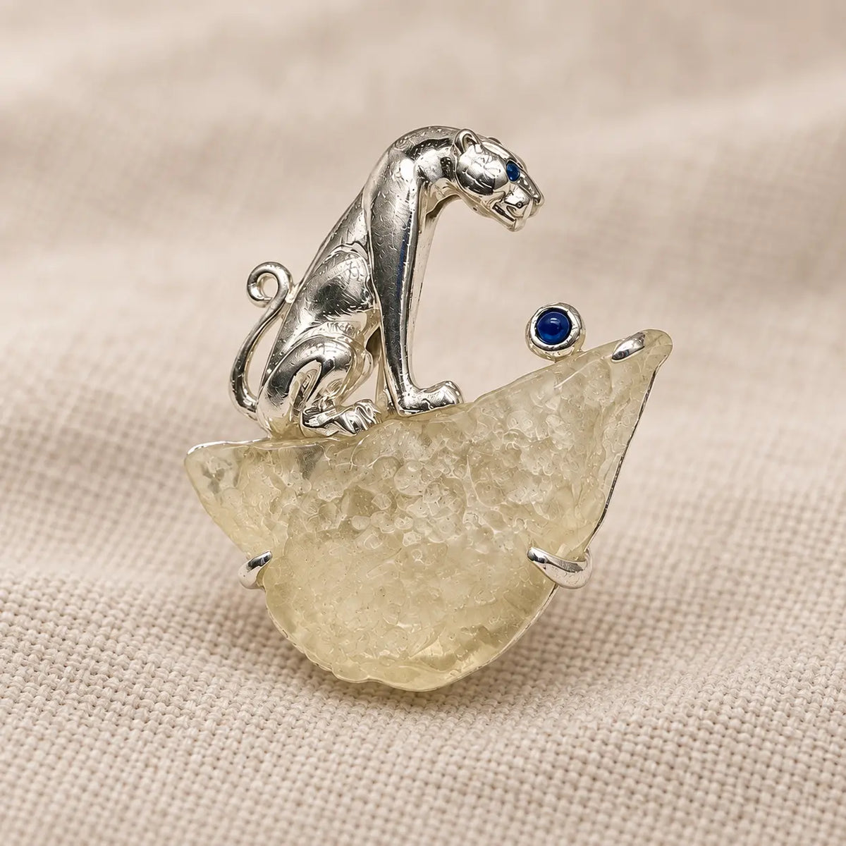Libyan Desert Glass Leopard Brooch Pendant