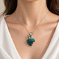 Natural Turquoise Leopard Brooch Pendant in Sterling Silver