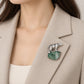 Polar Bear Brooch with Natural Jadeite