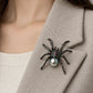 Black Pearl Spider Brooch Pendant in Sterling Silver