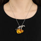 Natural Amber Leopard Brooch Pendant in Sterling Silver