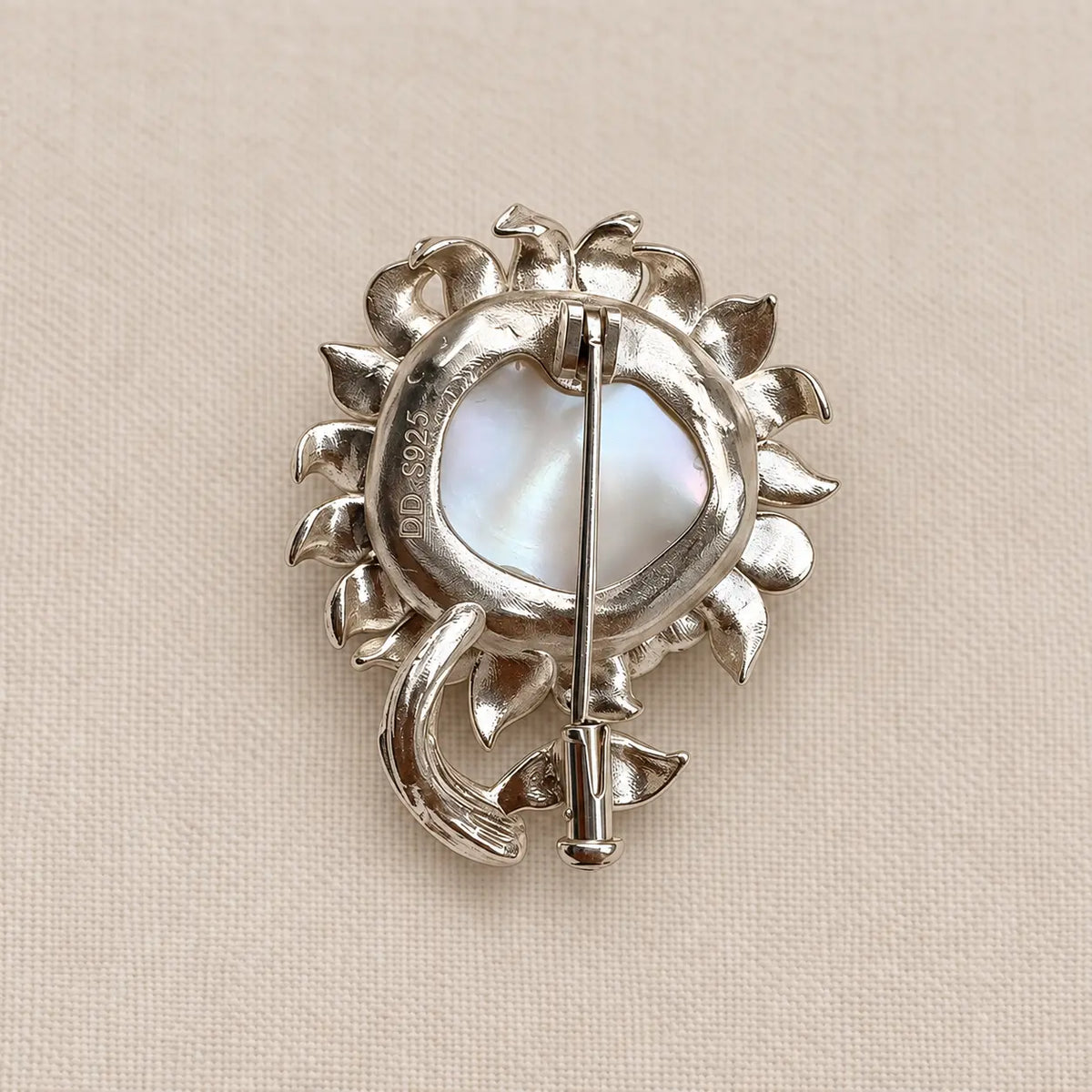 Sunflower Brooch Pendant with Baroque Pearl