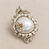 Sunflower Brooch Pendant with Baroque Pearl