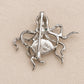 Blue-Green Enamel Octopus Brooch Pendant in Sterling Silver