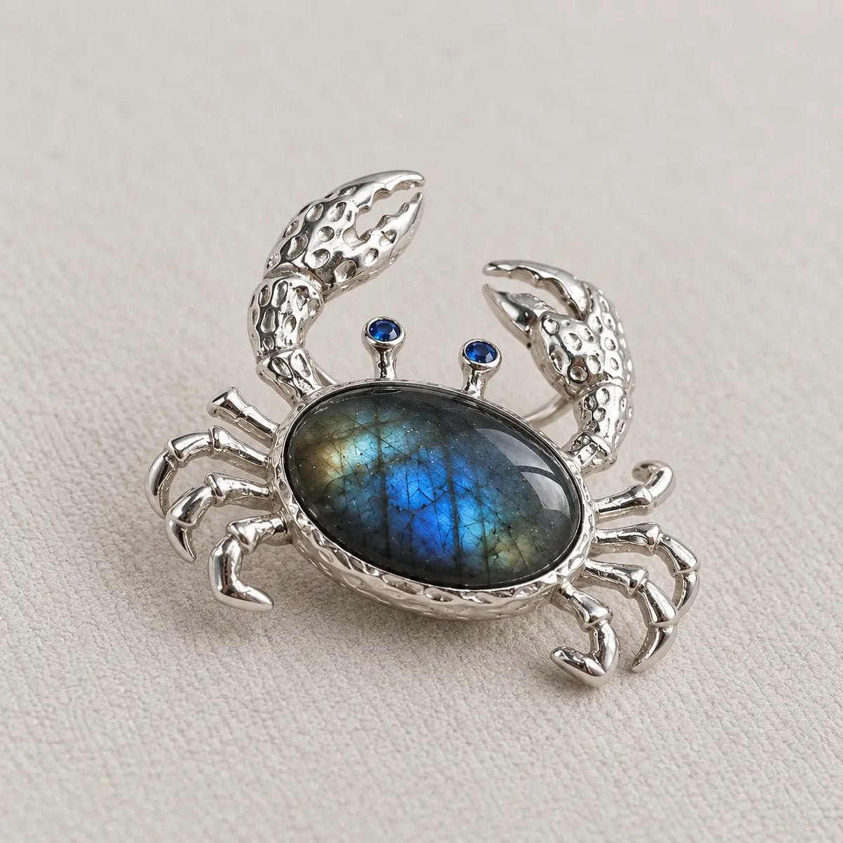 Labradorite Crab Brooch Pendant in Sterling Silver