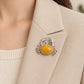 Natural Amber Crab Brooch Pendant in Sterling Silver