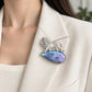 Labradorite Lion Brooch in Sterling Silver