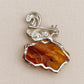 Amber Squirrel Brooch Pendant in Sterling Silver