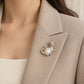 Paw-Raised Cat Convertible Brooch Pendant with Freshwater Pearl Belly