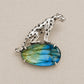 Labradorite Leopard Brooch Pendant in Sterling Silver