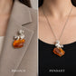 Amber Squirrel Brooch Pendant in Sterling Silver