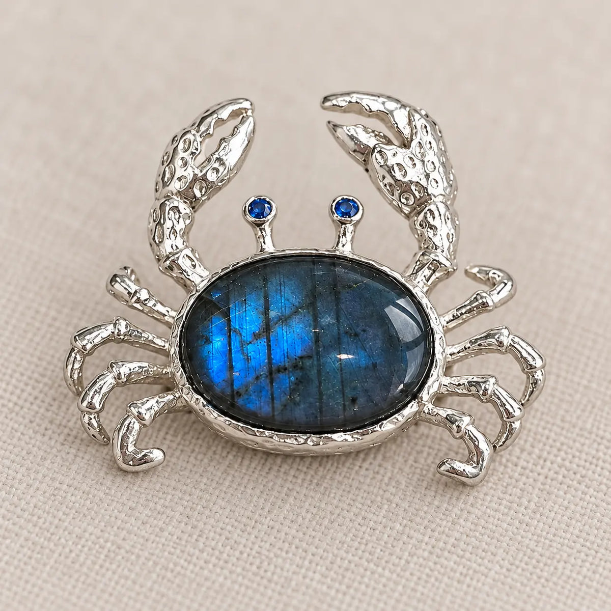 Labradorite Crab Brooch Pendant in Sterling Silver