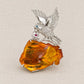 Flying Bird Brooch Pendant with Natural Amber