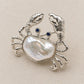 Baroque Pearl Crab Brooch Pendant in Sterling Silver