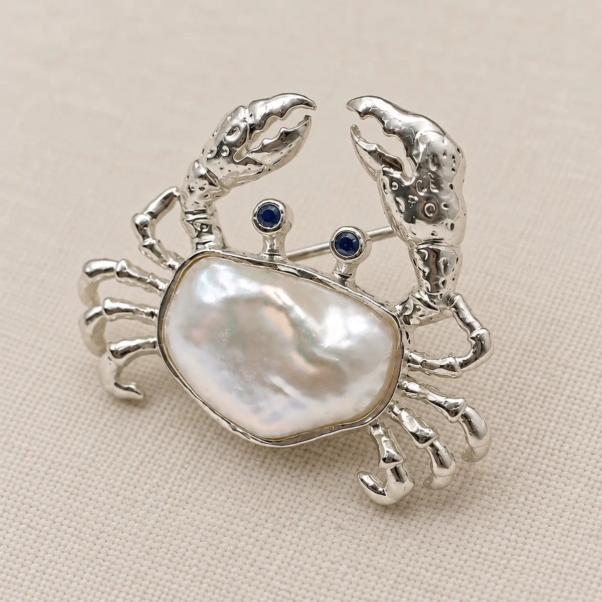 Baroque Pearl Crab Brooch Pendant in Sterling Silver