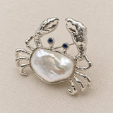 Baroque Pearl Crab Brooch Pendant in Sterling Silver