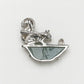 Natural Jadeite Squirrel Brooch Pendant in Sterling Silver