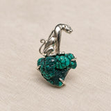Natural Turquoise Leopard Brooch Pendant in Sterling Silver
