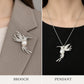 Fluttering Hummingbird Convertible Brooch Pendant with Freshwater Pearl