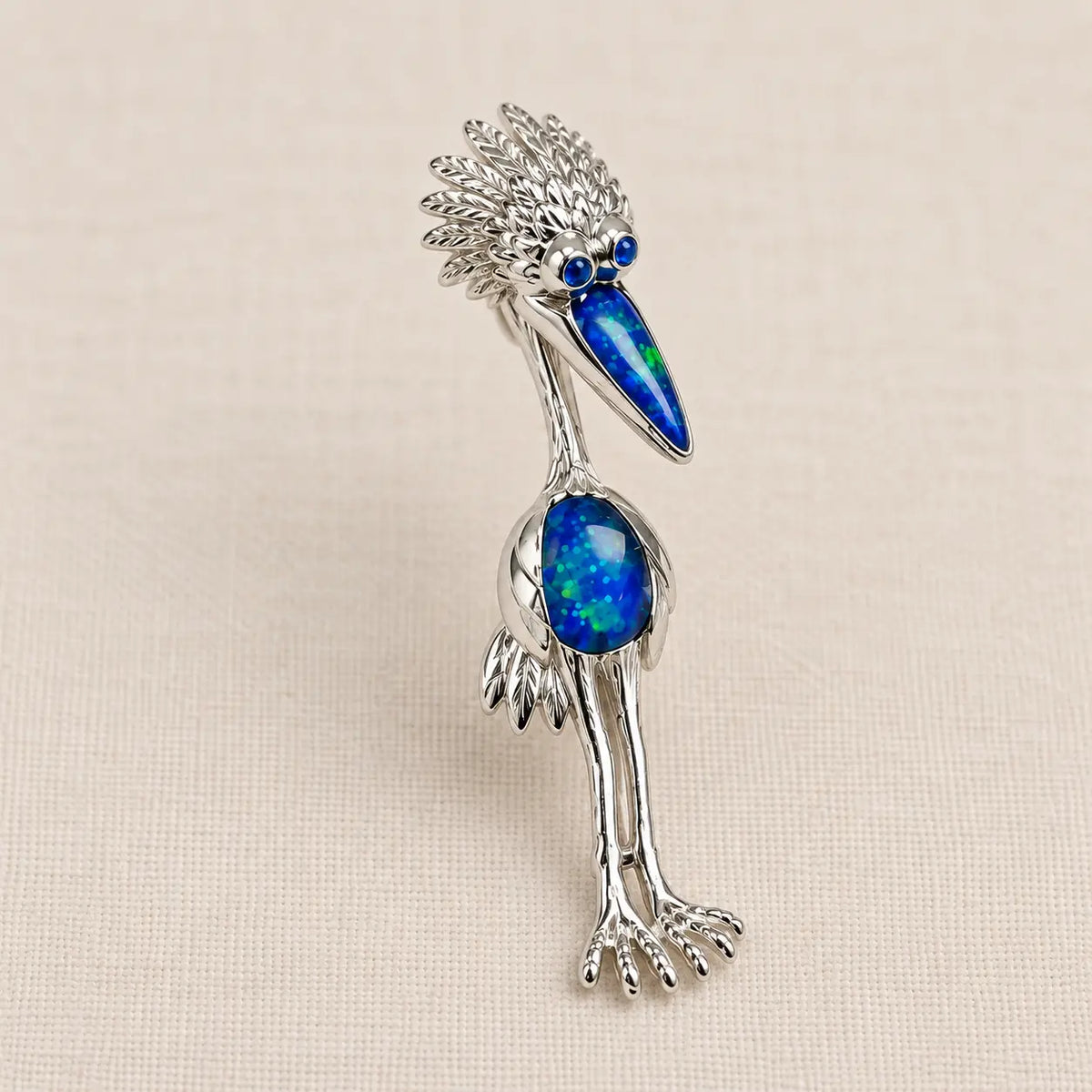 Hand-Painted Enamel Pelican Brooch Pendant
