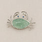 Natural Jadeite Crab Brooch Pendant in Sterling Silver