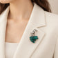Natural Turquoise Leopard Brooch Pendant in Sterling Silver