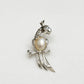 Handmade silver watchful parrot brooch — S925 sterling silver jewelry product photo