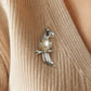 Freshwater Pearl Parrot Brooch Pendant in Sterling Silver