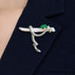 Freshwater Pearl Snake Brooch with Jade Accents