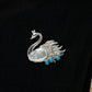 Crowned Swan Brooch with Baroque Pearl