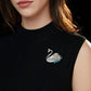 Crowned Swan Brooch with Baroque Pearl