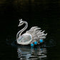 Artisan silver crowned swan brooch — handmade jewelry product image