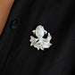 2-in-1 fan-tail goldfish silver brooch and pendant styled on fabric