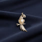 Artisan sterling silver watchful parrot brooch styling detail with baroque pearl body