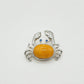 Handmade silver raised-claw crab brooch — S925 sterling silver jewelry product photo