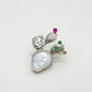 Handmade silver blooming cactus brooch — S925 sterling silver jewelry product photo