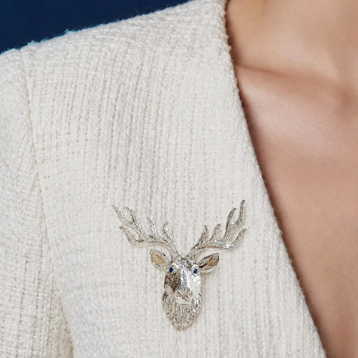 2-in-1 majestic stag silver brooch and pendant styled on fabric