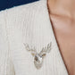 Sterling Silver Deer Head Brooch with Branching Antlers