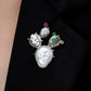 2-in-1 blooming cactus silver brooch and pendant styled on fabric
