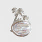 Handmade silver coconut palm tree brooch — S925 sterling silver jewelry product photo