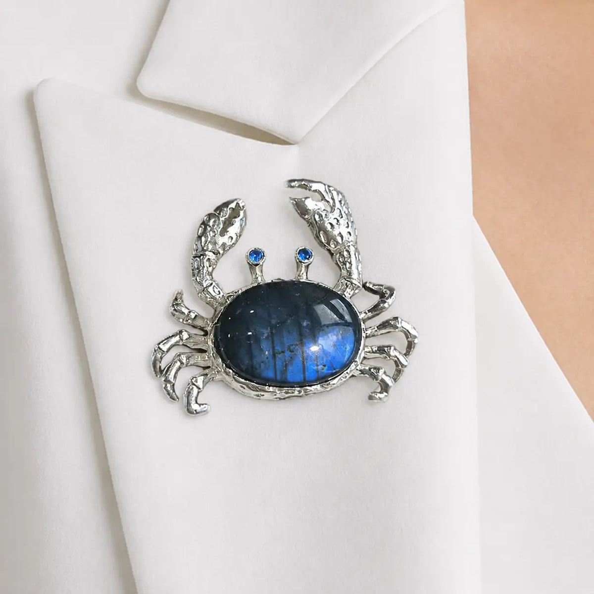 Artisan silver ocean crab brooch — handmade jewelry product image