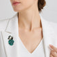 Natural stone jewelry — natural turquoise serene panda silver brooch