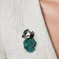 2-in-1 serene panda silver brooch and pendant styled on fabric